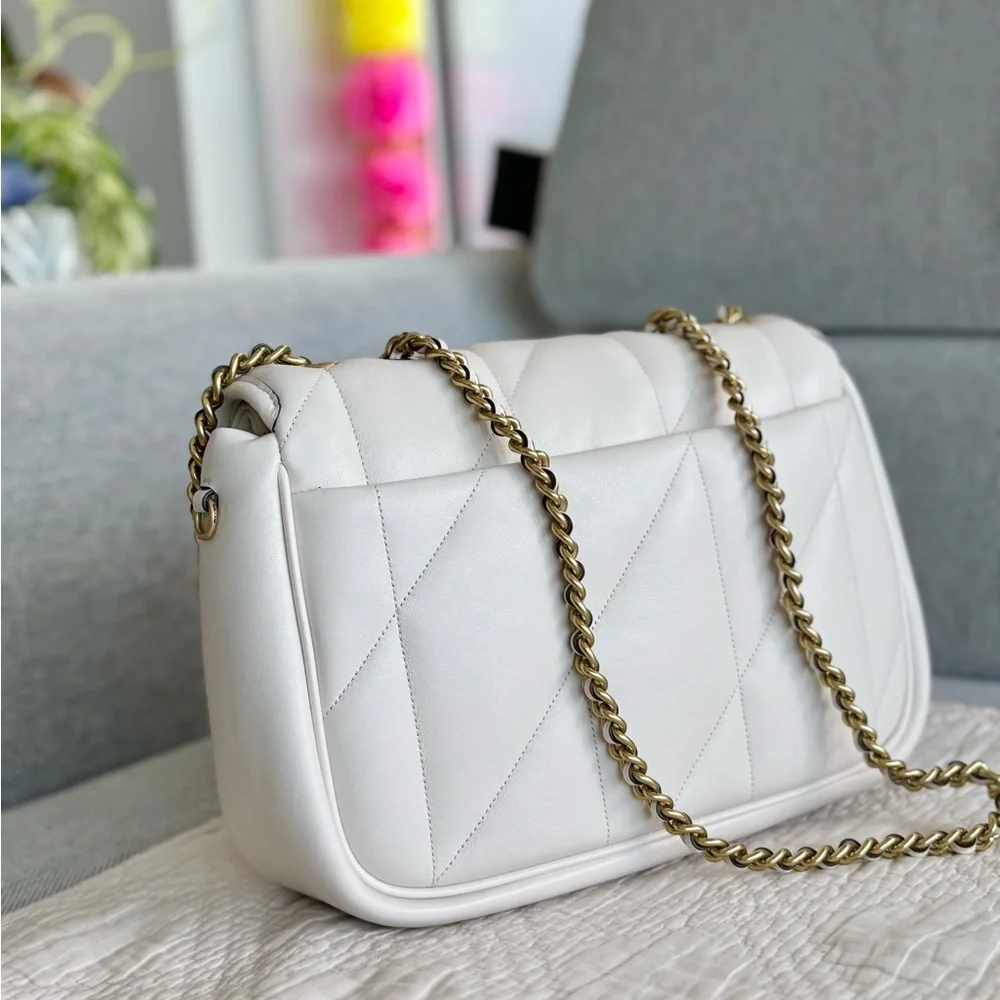 Coach Quilted Pillow Chalk Leather Madison Shoulder Bag - Picture 3 of 7